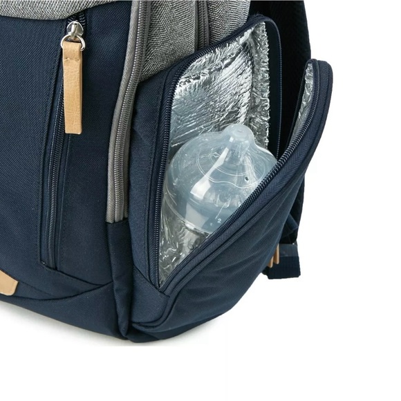 🌺 BB GEAR Navy Blue and Gray Diaper Bag Backpack - Picture 4 of 16